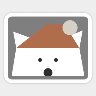 Peek-a-Boo Bear with Earth Red Hat on Warm Gray Sticker